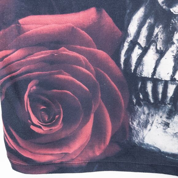 Redbubble Skull and Roses Graphic T-Shirt Unisex Small Black Grunge Goth Art - Picture 9 of 16